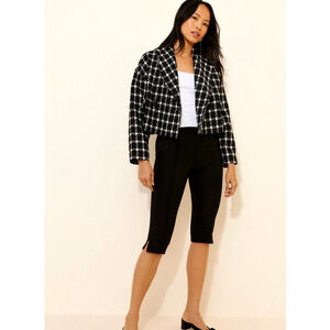 Free People Native Youth Jacquard Check Wool Blend Cropped Coat Black XL